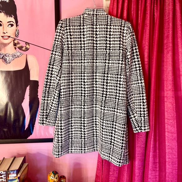 Y2K Vintage Carolina Belle Houndstooth Trenchcoat Shoulderpads Women’s Large - Picture 3 of 5